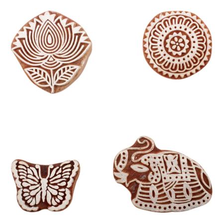 Set of 4 Piece New Mix Wooden Printing Block